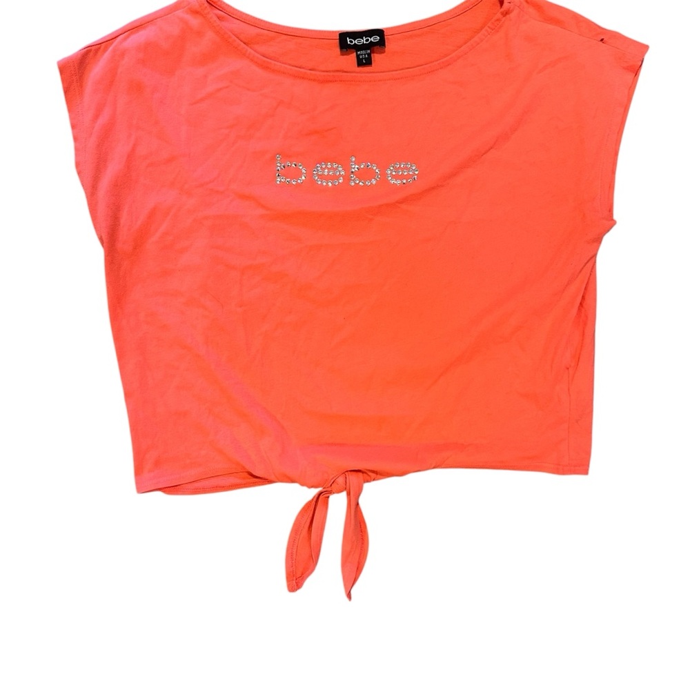 Bebe Coral Pink Tie-Front Women's Top